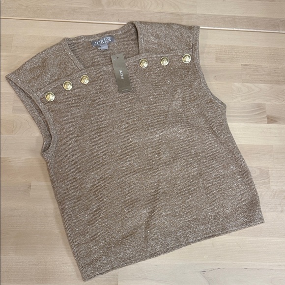 J. Crew Tops - J. Crew Brown Knit Blouse with Gold Accents